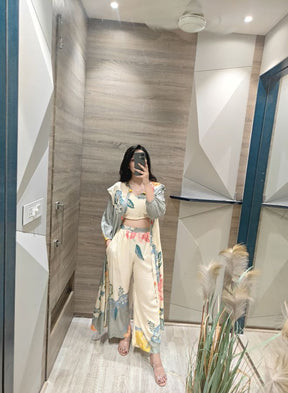 Grey & Cream Floral Co-Ord Set for Women