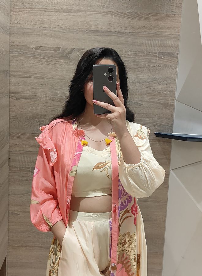 Peach & Cream Boho Floral Co-Ord Set