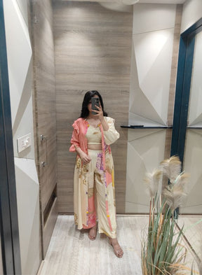 Peach & Cream Boho Floral Co-Ord Set