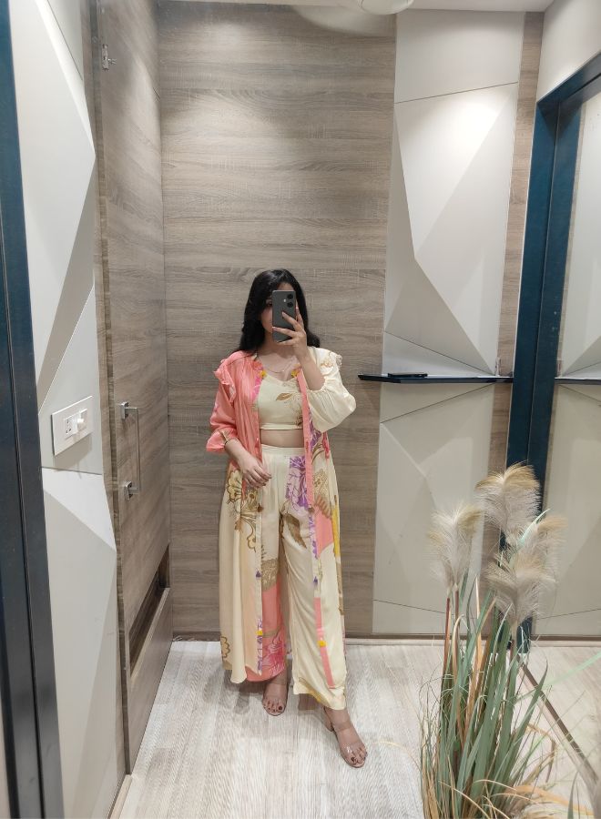 Peach & Cream Boho Floral Co-Ord Set