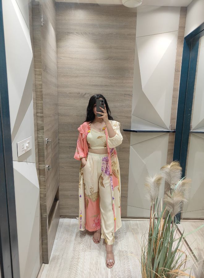 Peach & Cream Boho Floral Co-Ord Set