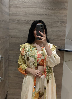 Pista Green & Cream Floral Co-Ord Set