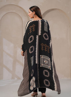 Black Geometric Print Kaftan Co-ord Set