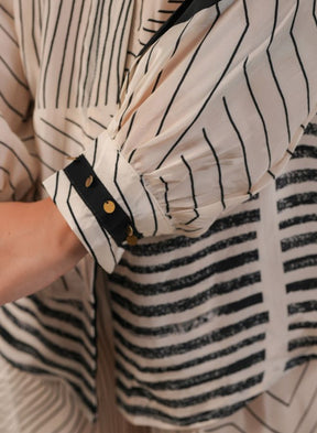 Chic Beige and Black Striped Coord Set