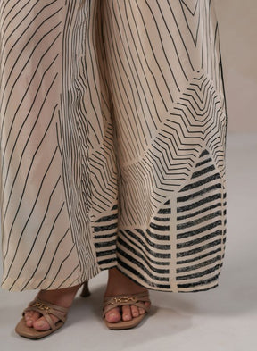 Chic Beige and Black Striped Coord Set