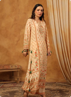 Beige Floral Printed Coord Set for Women