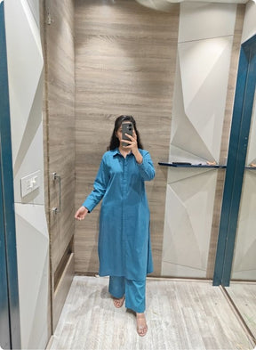 Blue Solid Co-ord Set