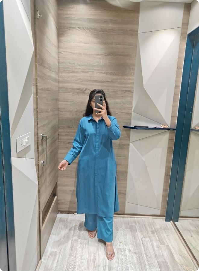 Blue Solid Co-ord Set