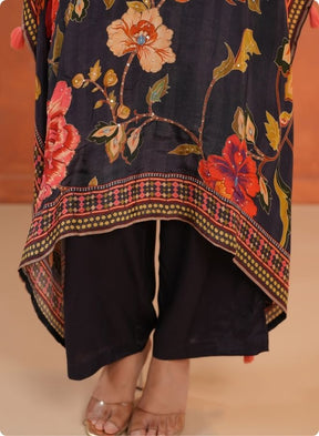 Black Floral Kaftan Set