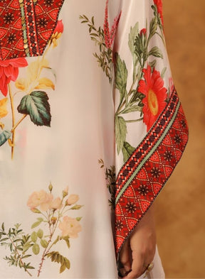 White Floral Cape Kurta Set