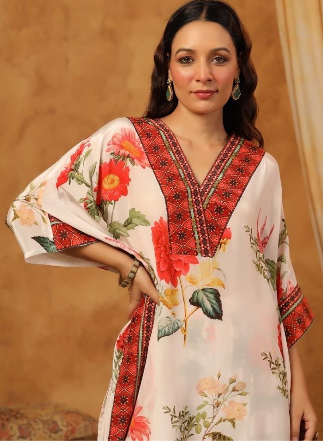 White Floral Cape Kurta Set
