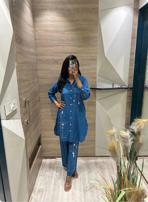 Women's Embroidered Shirt & Pant Set