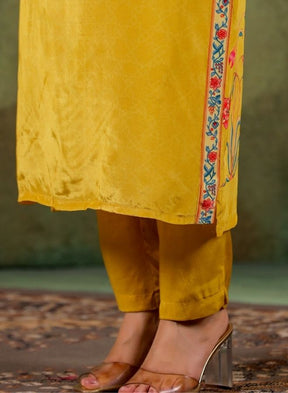 Yellow Floral Embroidered Kurta Set