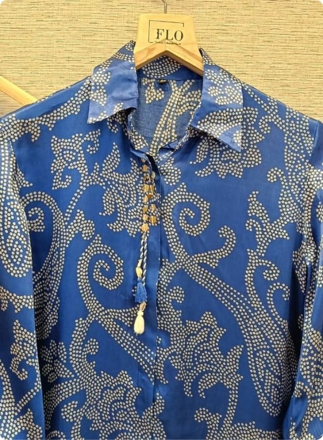 Blue Printed Kurta Shirt