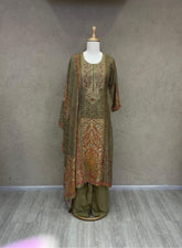 Mehendi Green Printed Ethnic Suit