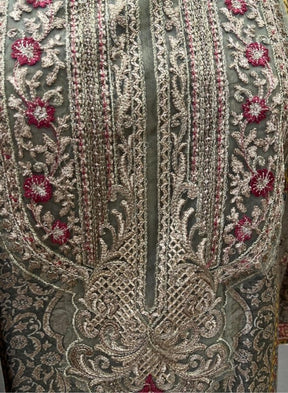 Mehendi Green Printed Ethnic Suit