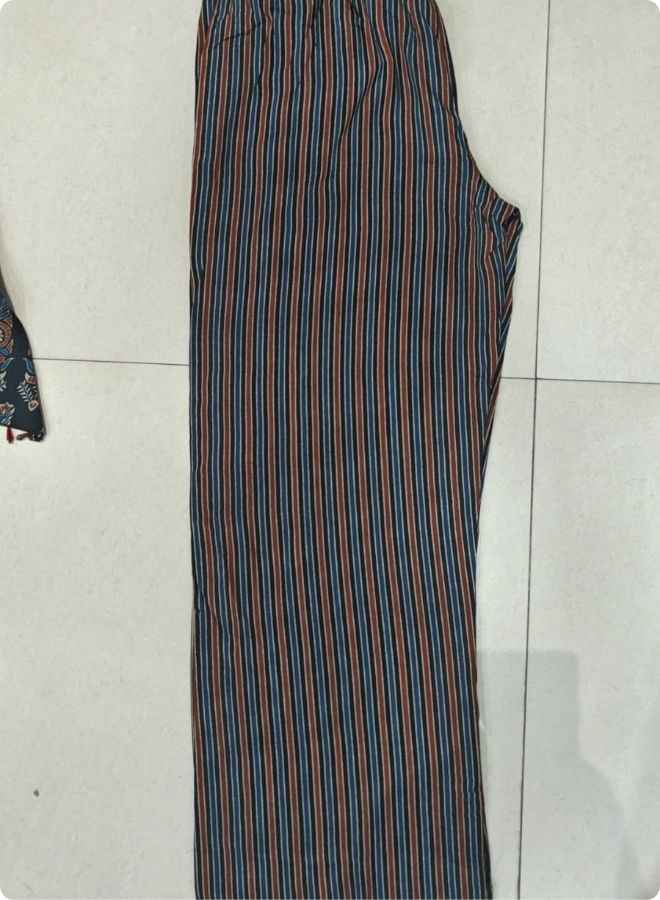 Black White Stripe Flared Kurta Set