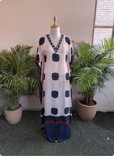 Off White Geometric Print Kaftan Kurta