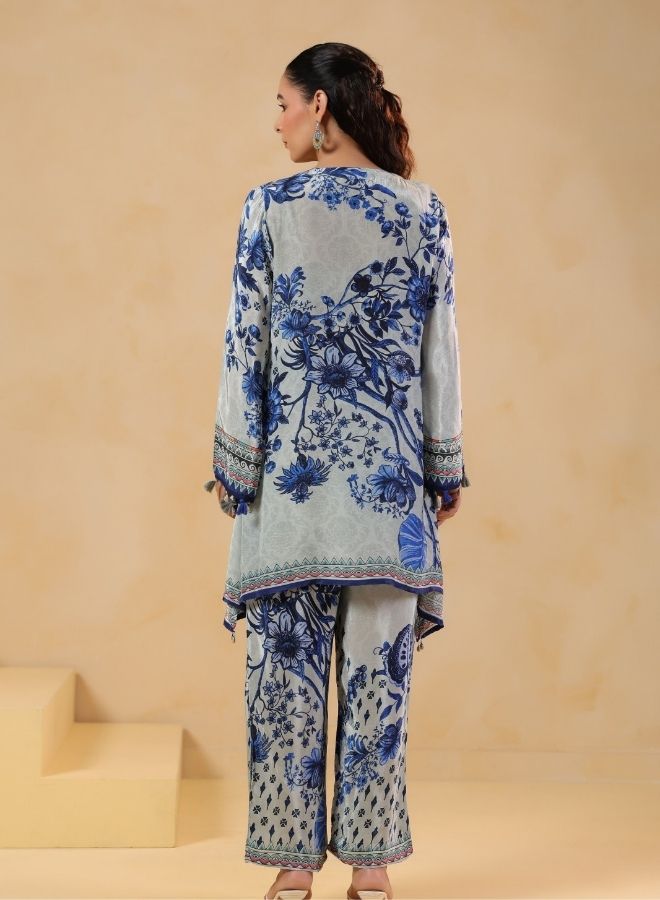Blue Floral Printed Kurta Set