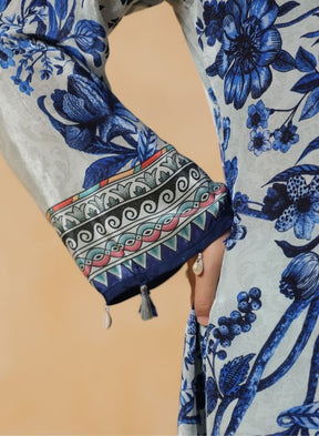 Blue Floral Printed Kurta Set