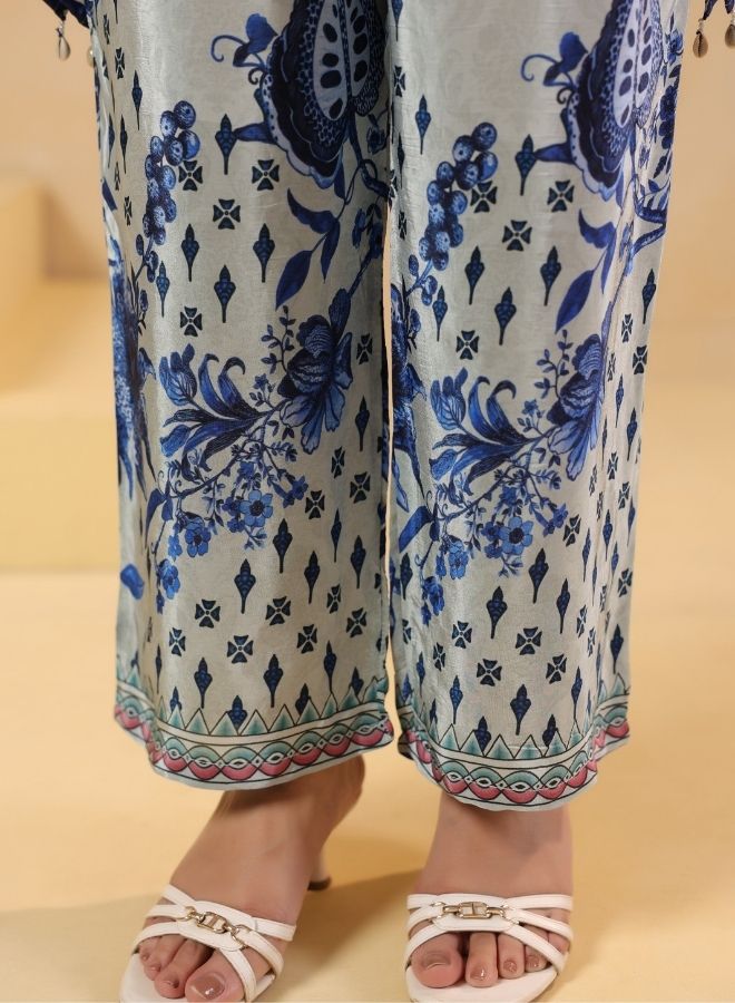 Blue Floral Printed Kurta Set