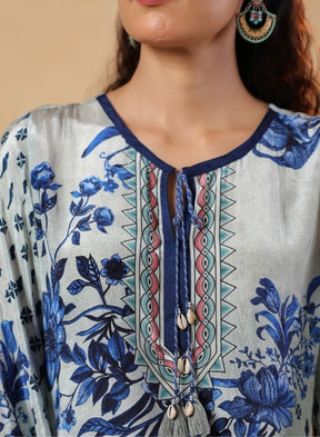 Blue Floral Printed Kurta Set