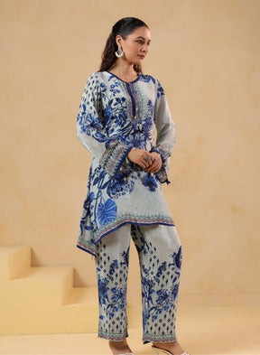 Blue Floral Printed Kurta Set