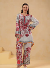 Pink Floral Printed Kurta Set