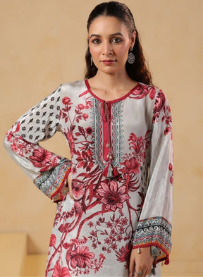 Pink Floral Printed Kurta Set