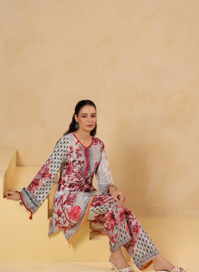 Pink Floral Printed Kurta Set