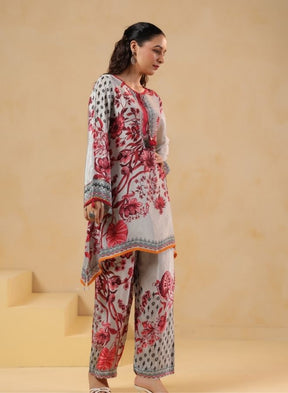 Pink Floral Printed Kurta Set