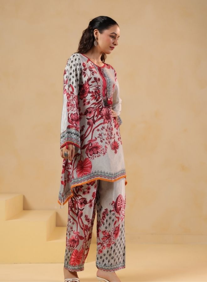 Pink Floral Printed Kurta Set