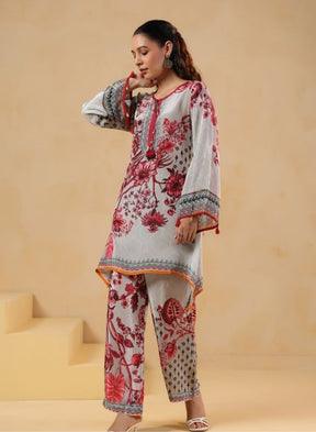 Pink Floral Printed Kurta Set