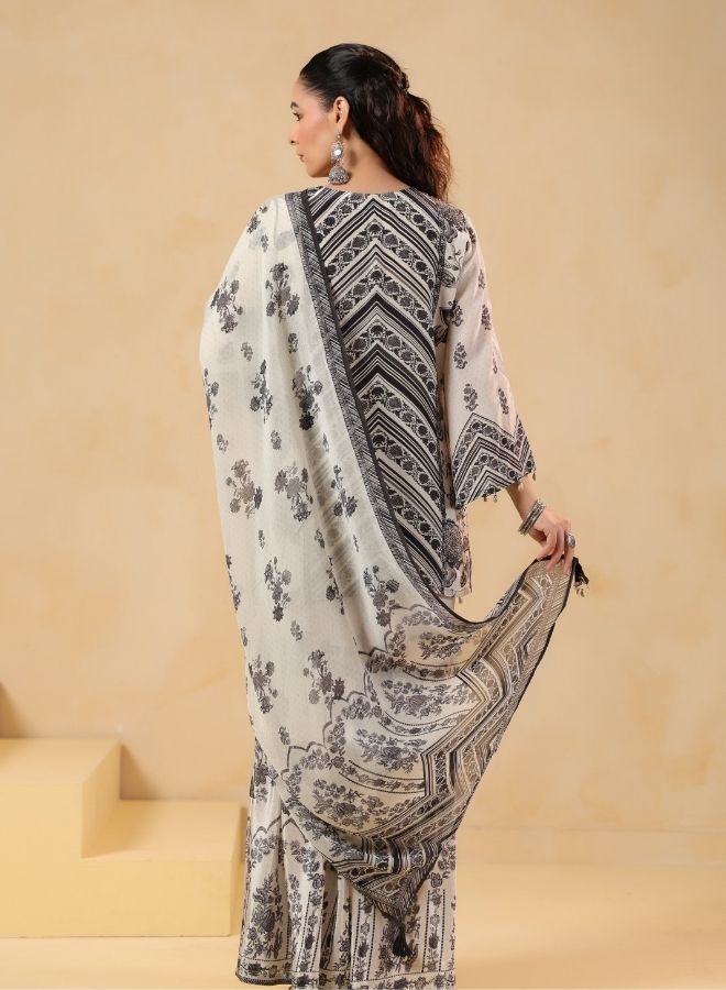 White & Black Printed Sharara Set