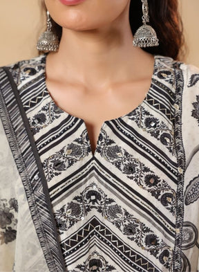 White & Black Printed Sharara Set