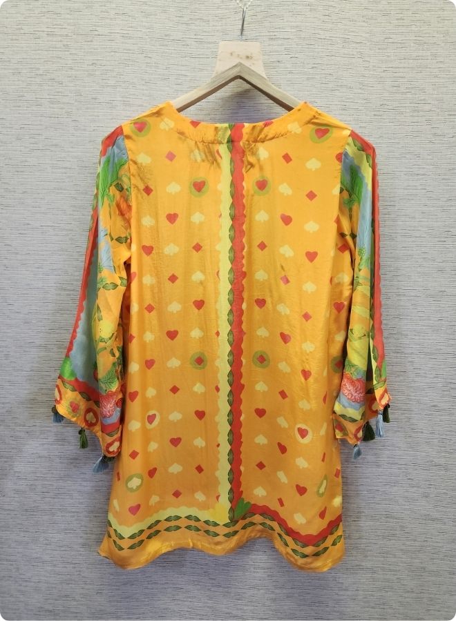 Blue Orange Floral Kurta Dupatta Set