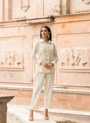 Off-White Embroidered Co-Ord Set