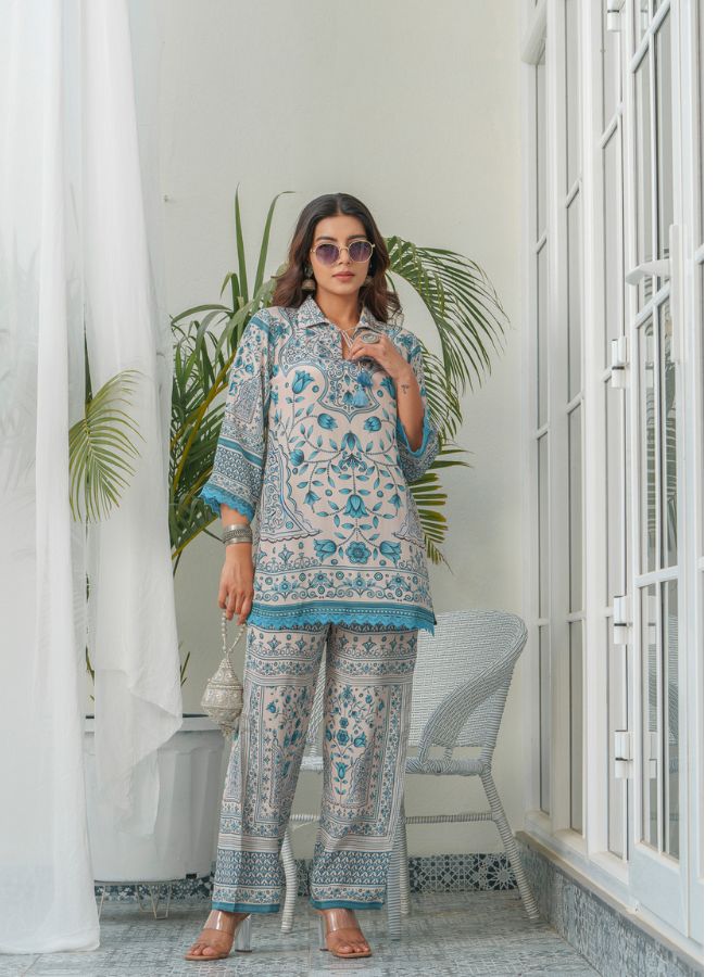 Trendy Sea Green Printed Co-ord Set 