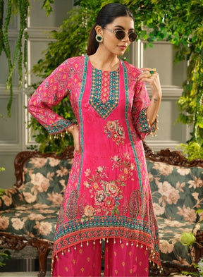 Pink Floral Printed Kurta Set