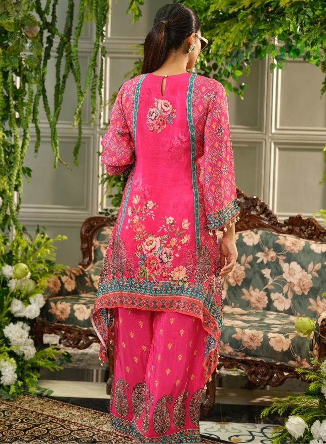 Pink Floral Printed Kurta Set