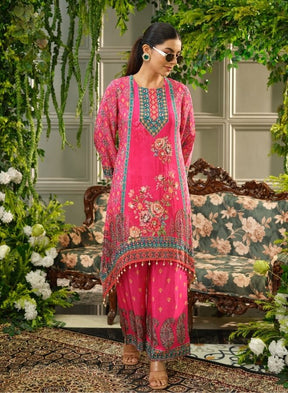 Pink Floral Printed Kurta Set