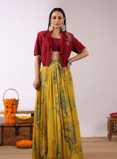 Yellow Floral Lehenga Set