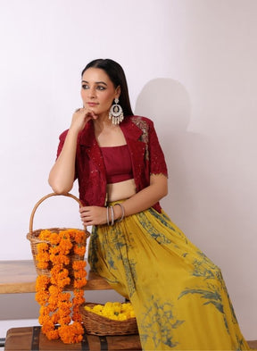 Yellow Floral Lehenga Set