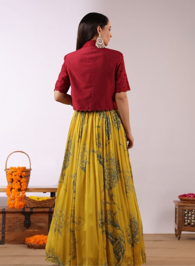 Yellow Floral Lehenga Set