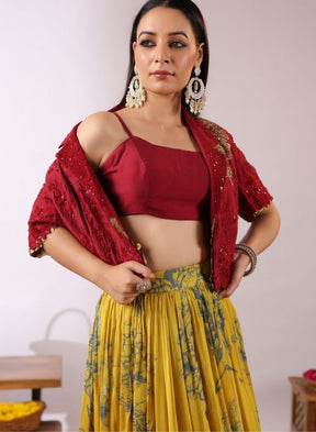 Yellow Floral Lehenga Set