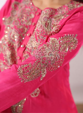 Fuchsia Pink Embroidered Sharara Set