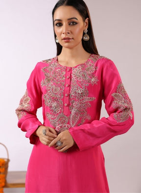 Fuchsia Pink Embroidered Sharara Set