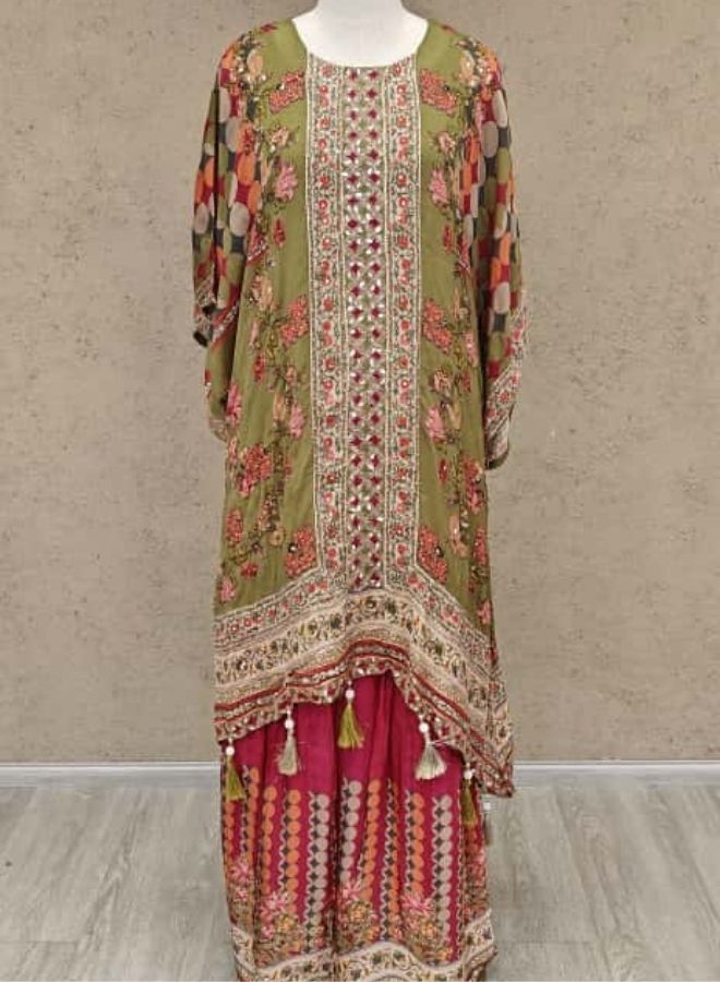 Green & Pink Festive Printed Set