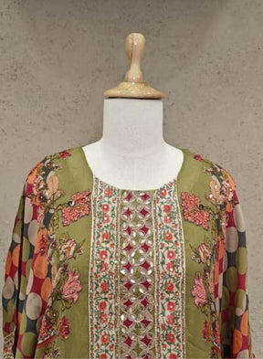 Green & Pink Festive Printed Set