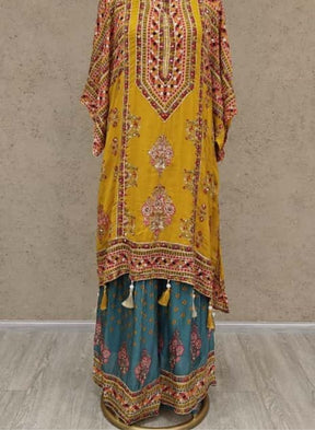 Yellow Printed Kurta Sharara Set